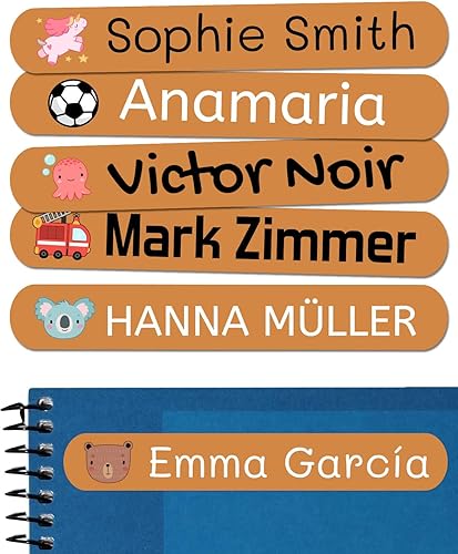 Miniatura 11 de 50 calcomanías con nombre personalizadas para niños. Etiquetas adhesivas para escuela, jardín de infantes, libros, juguetes y Tupperware. Etiquetas