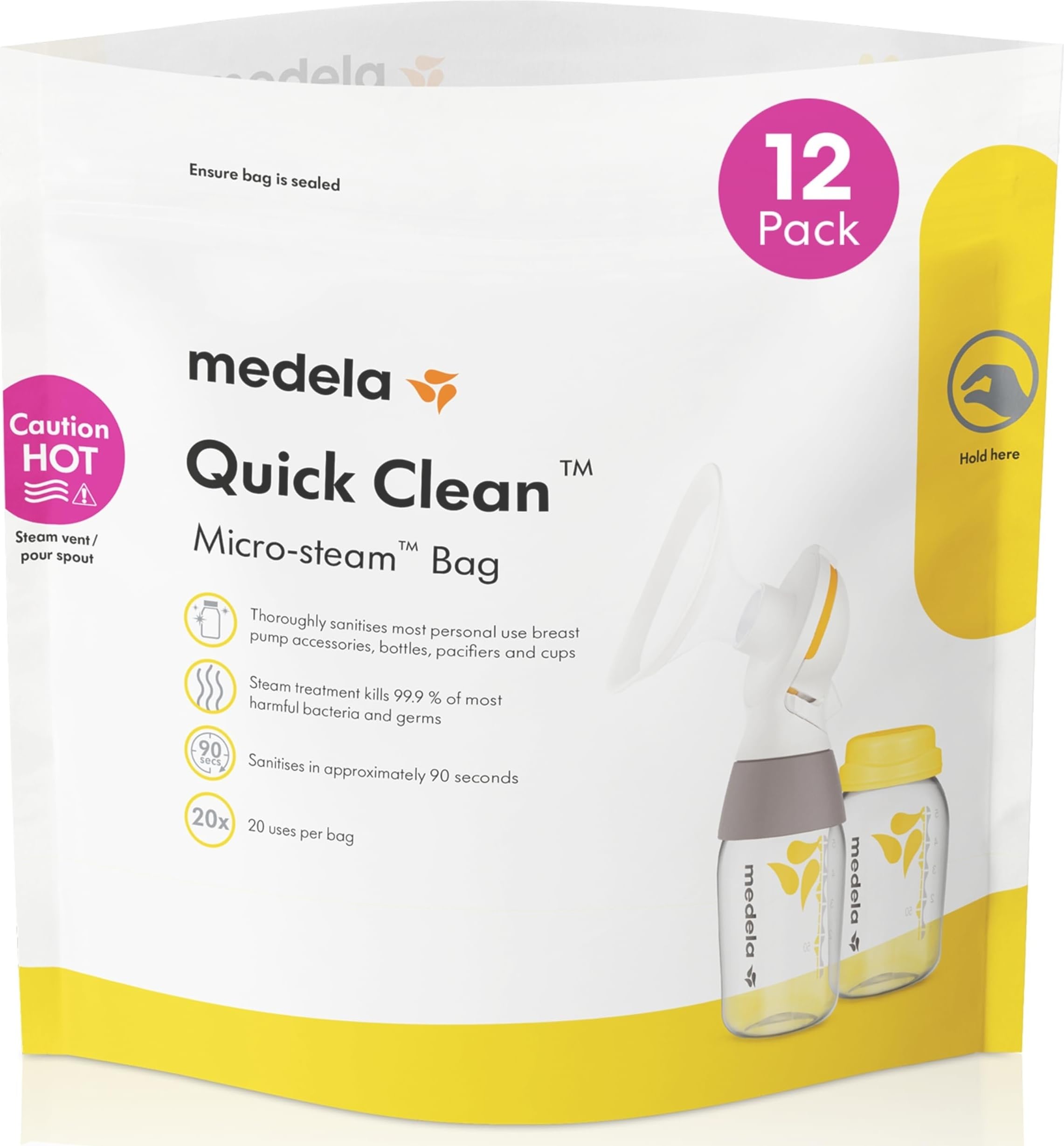 Photo 1 of Medela Quick Clean Micro-Steam Bags | Microwave Steam Cleaning Bags | 12Ct