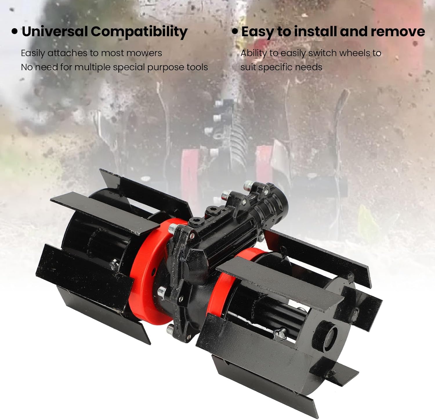 9 Teeth Disc Harrow, 14cm Weeding Wheel Straight Blade Universal Lawnmower Accessory Deep Plowing Wheel for Loosening Trenching, Scarifier Accessory