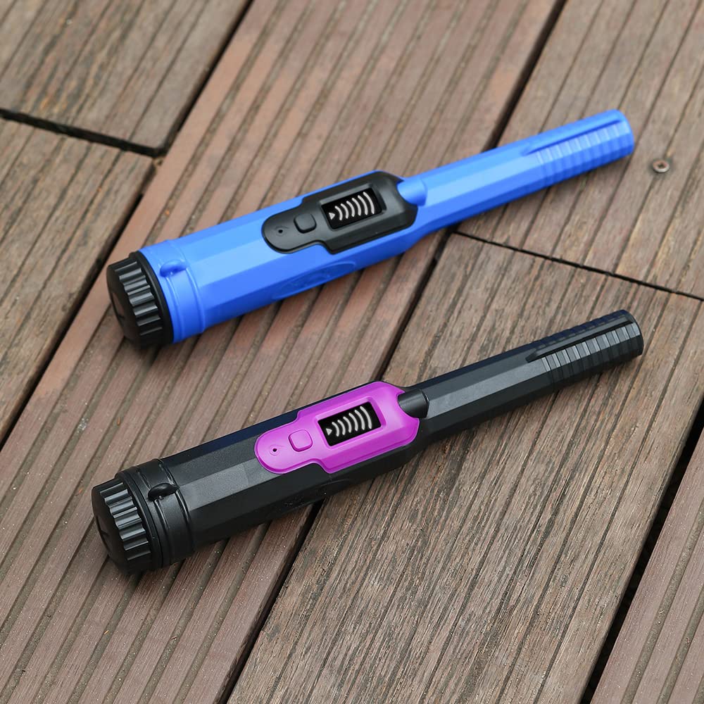 Detector de Metales portátil con clasificación de impermeabilidad IP68 hasta 30 Metros - Sonda de Pin de escaneo Lateral de 360 ​​Grados con Pantalla de señal LCD - Modos de (Negro y Morado)