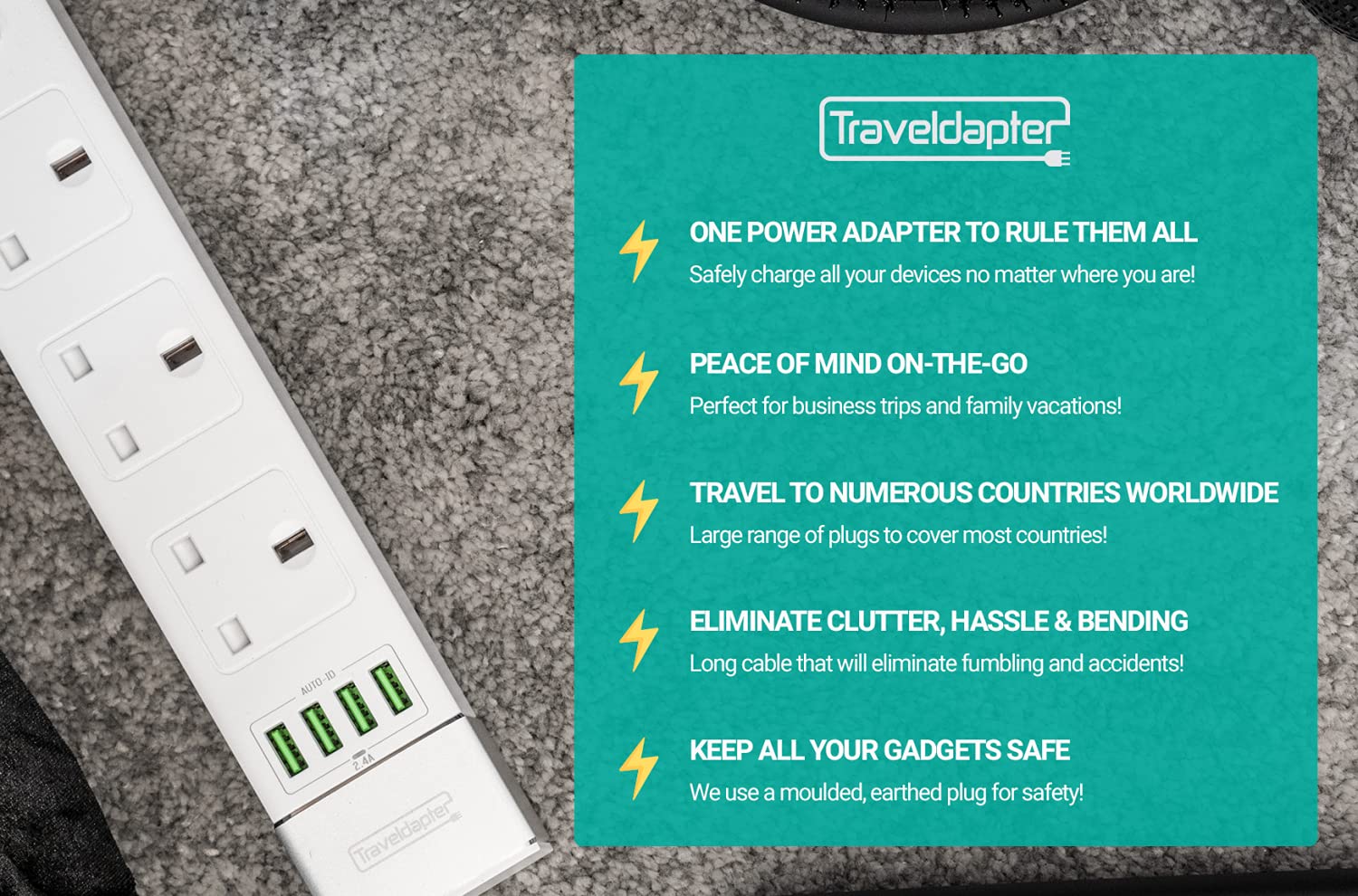 Tunisia Travel Adapter European Uk Eu Plug Extension Power Strip to