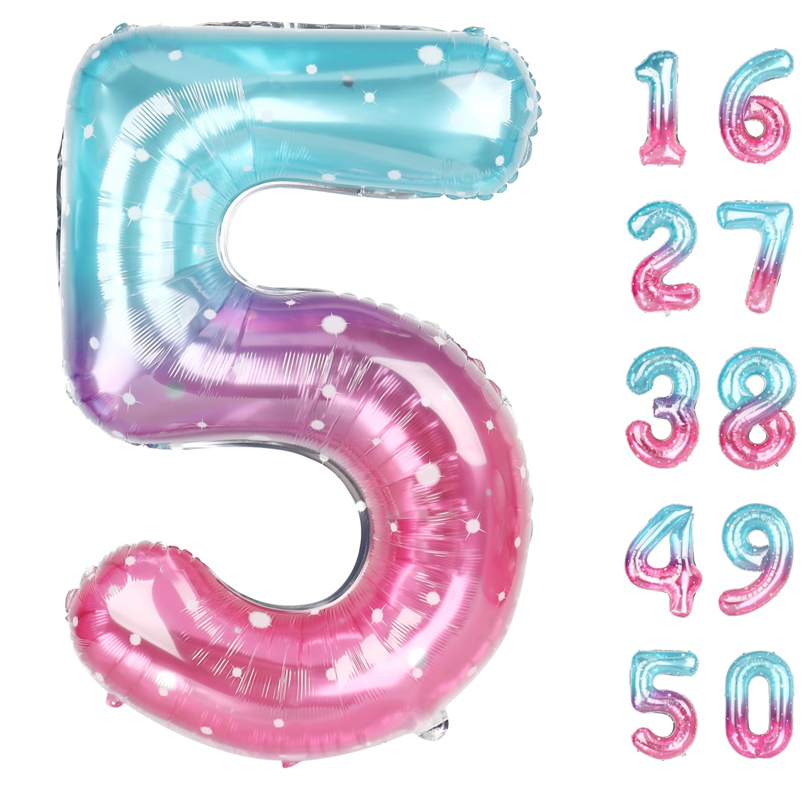 Kelfuoya Starry Number 5 Balloon Jumbo Mylar Foil Helium Balloon for 15th Birthday Party Decorations | 40 Inch - main product image