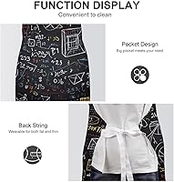 Vista 6 de Mathematics And Physics Cooking Aprons Unisex Kitchen Apron Adjustable Bib Apron with Pockets Waterdrop Resistant Chef Aprons for BBQ Drawing