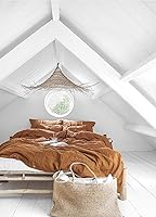 Vista 4 de Color canela 100% algodón lavado a la piedra funda de edredón King Queen Full Double Toddler algodón juego de cama