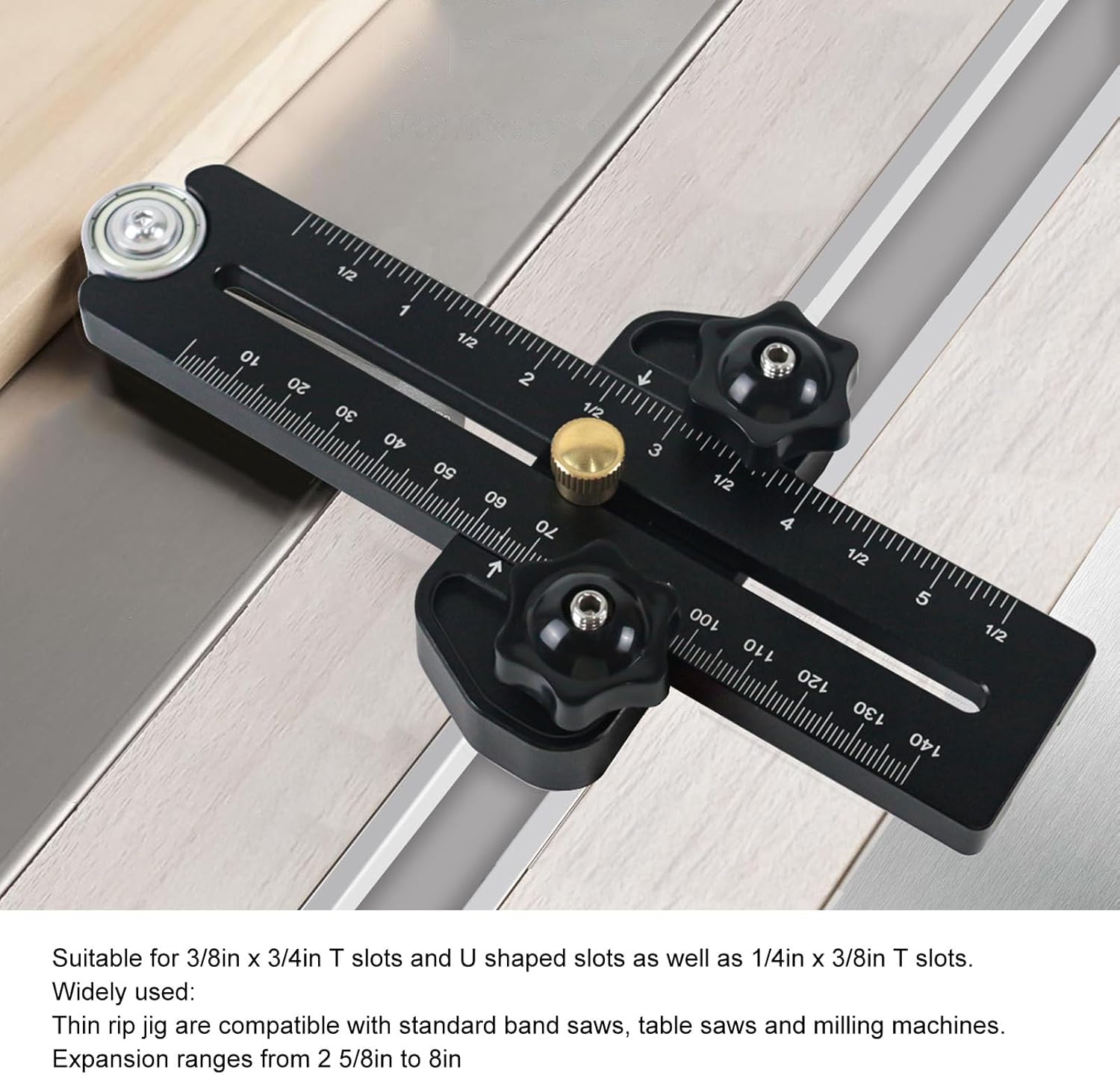 Thin Tear Jig Table Saw Guide, Accurate Aluminum Alloy Cutting Jig with Dual Measurement Scales, Universal T Slot Compatibility for Band Saws, Milling Machines
