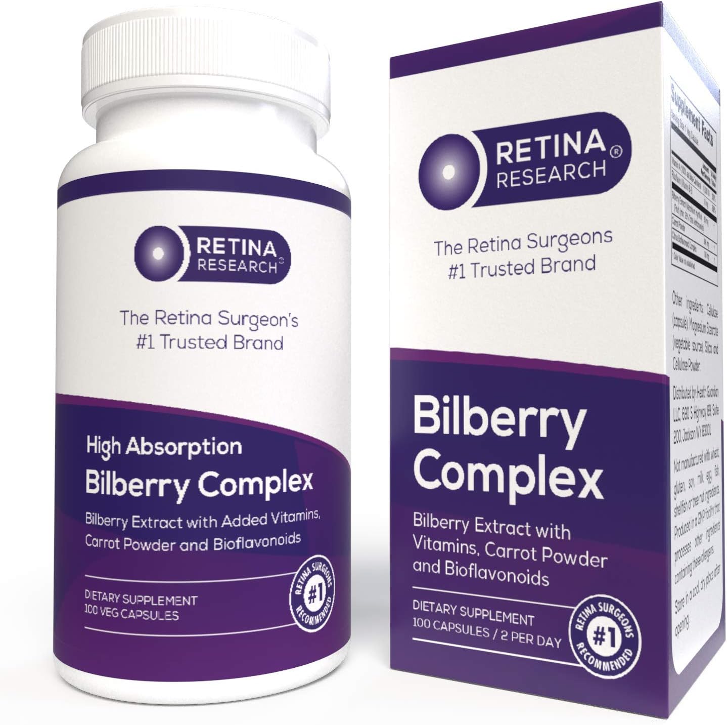 Organic Bilberry Supplement - 5-in-1 Polyphenols Supplement for Eye Health - Better Than Blueberry Extract - Bilberry Fruit Extract (Vaccinium Myrtillus) - 100 Bilberry Capsules - by Retina Research