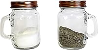 Vista 5 de Retro Mason Jar Salt and Pepper Shaker Set – Clear Glass with Stainless Steel Lids, 2-Piece Vintage Design for Kitchen and Dining by Dependable
