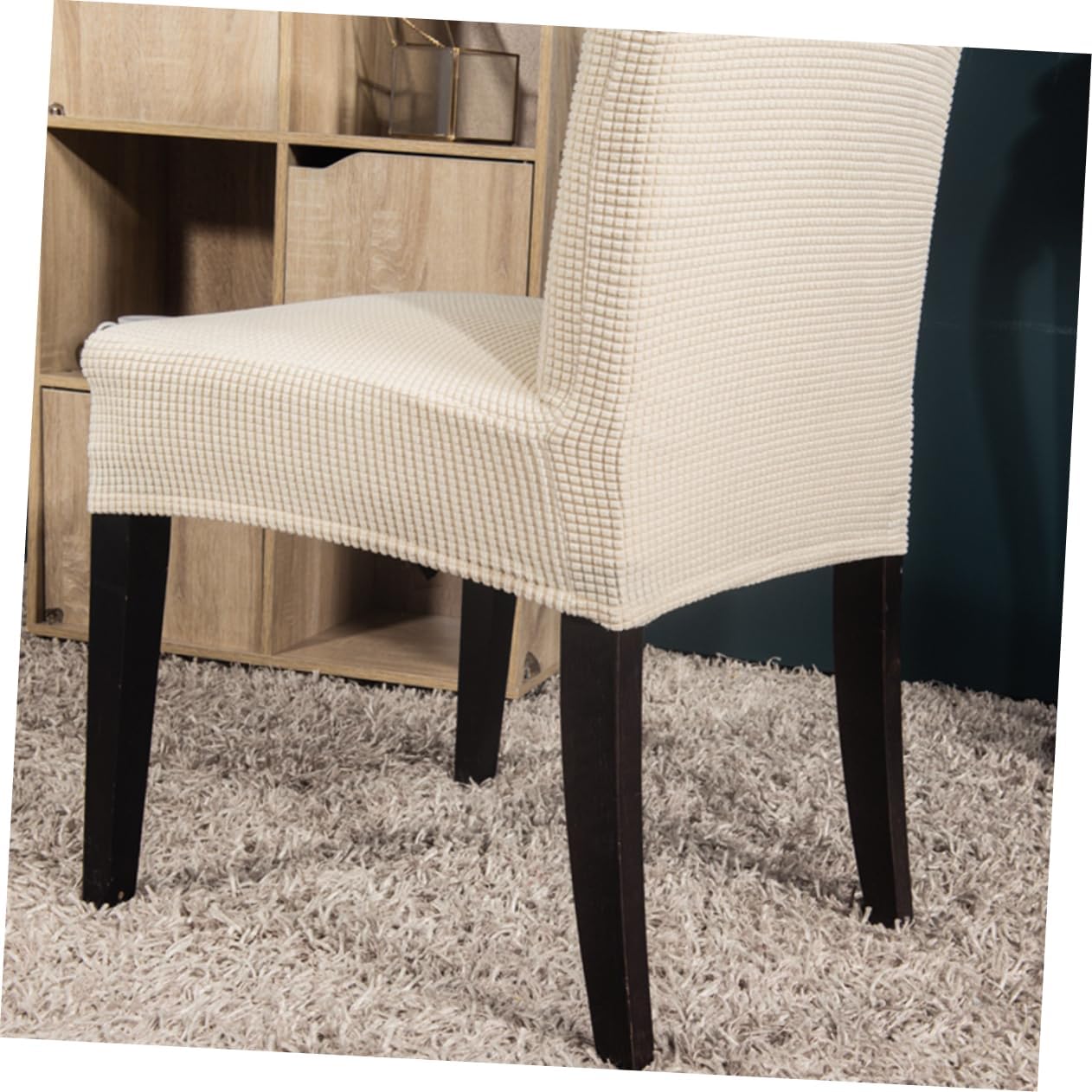 Amosfun 6pcs Dining Chair Covers Elastic Seat Covers Polyester Chair Protectors Full Back Seat Washable for Home