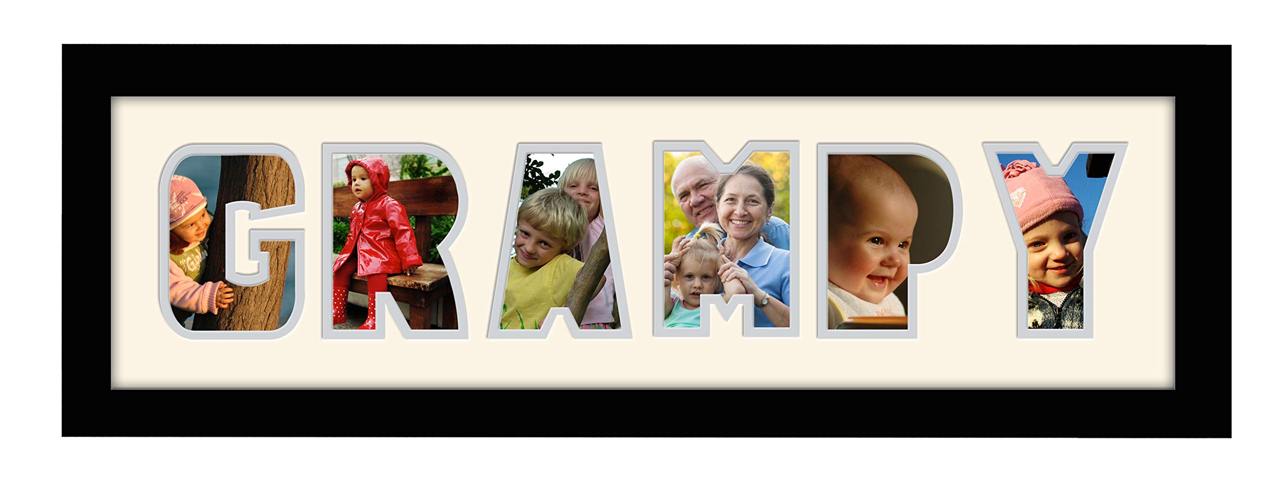 Photos In A Word Black Finish Frame Cream Mount Grey Inside Grampy Photo Frame Word Photo Frame 1251-Cc (Black Finish Frame Cream Mount Grey Inside)
