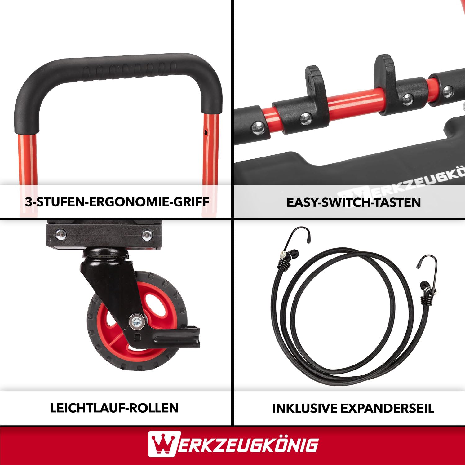 2-in-1 Transportwagen klappbar - Sackkarre & Plattformwagen | Flexibler Allrounder für Umzug, Einkauf & Logistik mit höhenverstellbarem Griff, bis 150 kg Tragkraft und inkl. Expanderseil