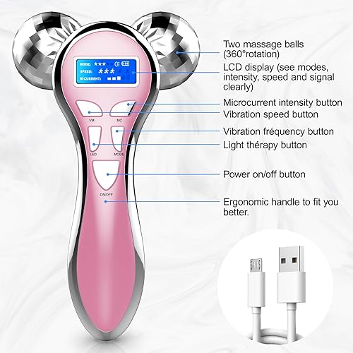 Miniatura 6 de Yeadous Dispositivo facial de microcorriente, rodillo de elevación facial eléctrico 4D con vibración, productos para el cuidado de la piel para