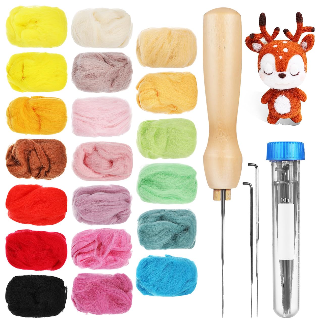 Nadelfilzset Für Anfänger Wollroving Filzstoffmaterialien Wollfilznadeln Filznadelwerkzeuge Wollfilzzubehör Bastelsets Grundlegende Filzwerkzeuge DIY-Materialien