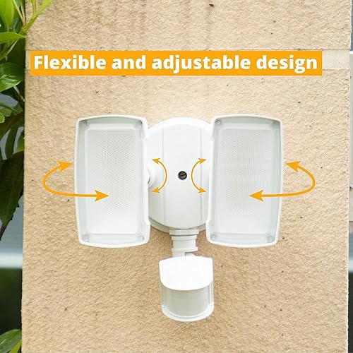 Miniatura 5 de UME Luces LED de seguridad de 19 W, luz con sensor de movimiento para exteriores, luz de inundación de movimiento de 2000 lúmenes, 5000 K, IP65