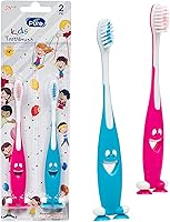 Vista 1 de Paquete de 9 cepillos de dientes Happy Smiley con cerdas suaves, soporte de ventosa, cuidado bucal para niños