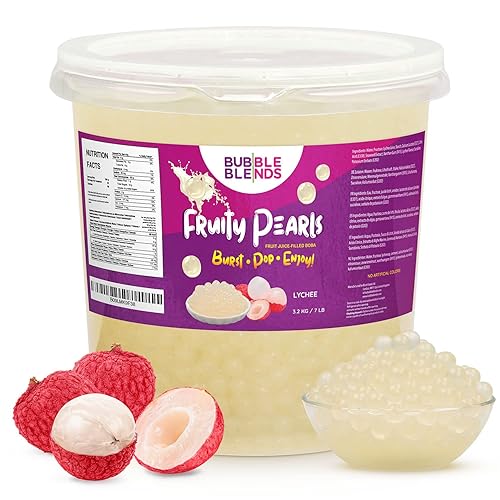 Bubble Blends Lichi Popping Boba 7 libras perlas llenas de jugo de fruta para té de burbujas sin lácteos sin grasa y sin gluten
