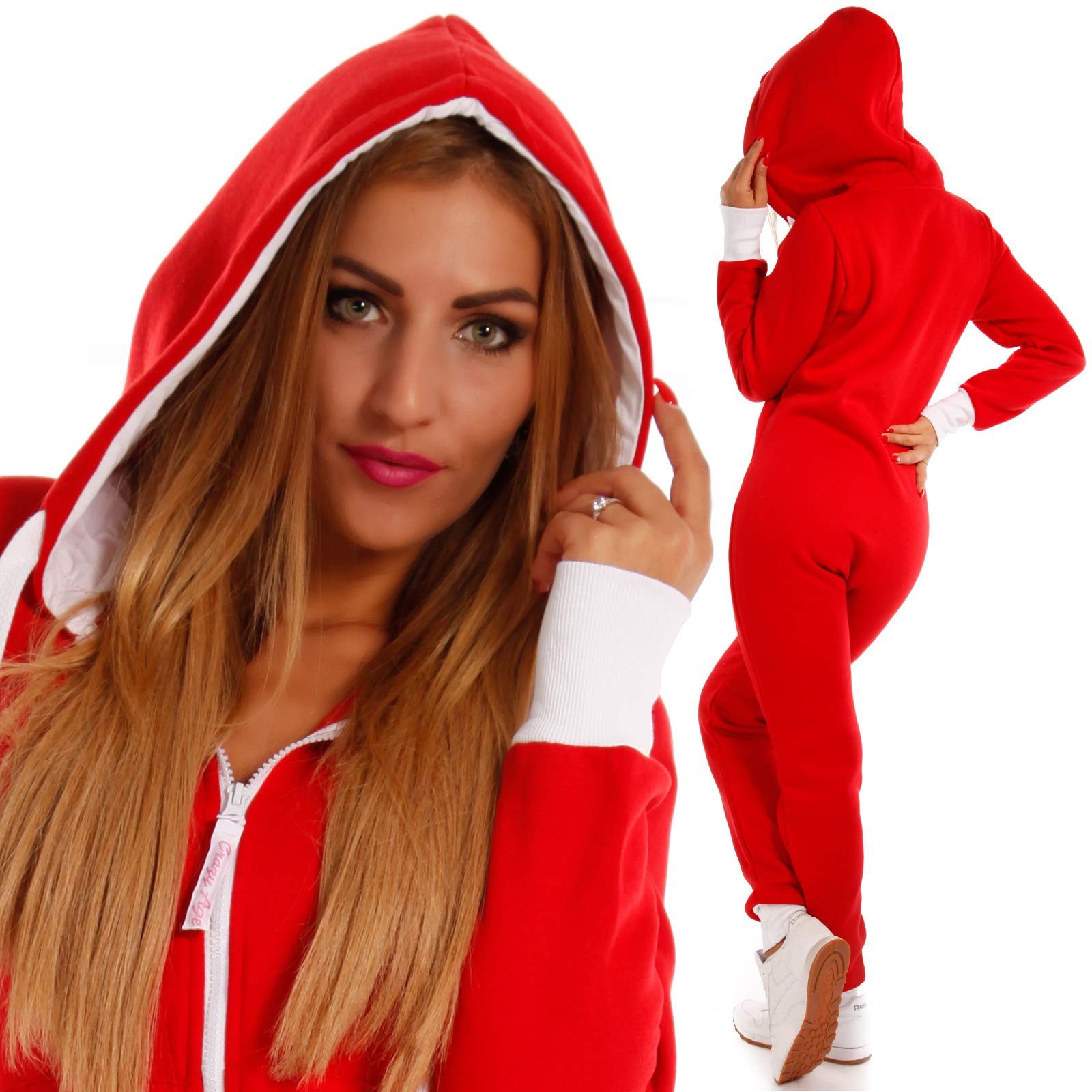 Crazy Age Basic Jumpsuits Ganzkörperanzug Einteiler One Piece Schlafanzug Overall Damen Jumpsuit Kuschelig und warm