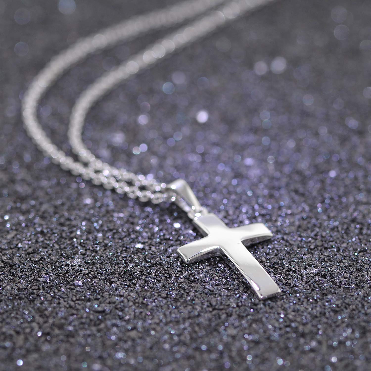 trendor Kreuz-Anhänger 21 mm Weißgold 333 (8 Karat) mit Silberkette 75966