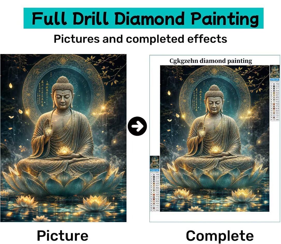 Diamond Painting Zen Kit, Manualidad Creativa y Relajante 70x90cm C8-281