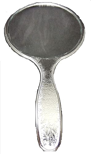 Miniatura 4 de Espejo de peluquería de salón de mano de plata con mango de agarre grande