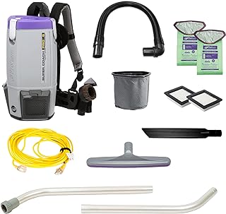 ProTeam Super Coach Pro 6 Backpack Vacuum Commercial with 2 Piece Wand Tool Kit, 6 Quart, Corded, 107308