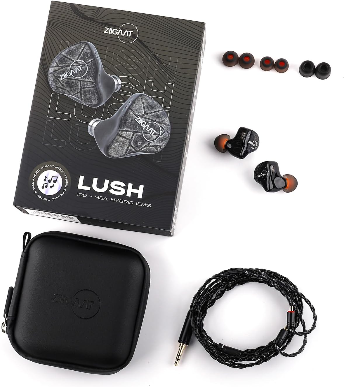 Linsoul ZiiGaat Lush in Ear Monitor, 1DD+4BA Hybrid Earphone IEM, Studio Monitor Tunning Wired Earbuds with Detachable Cable for Professional Music Engineers Audiophiles (Silver)