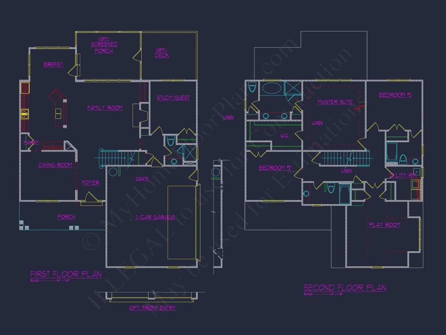 10-1369 HOUSE PLAN - Elegant 4-Bedroom House Plan with Floor Plan, Blueprint, and CAD Designs