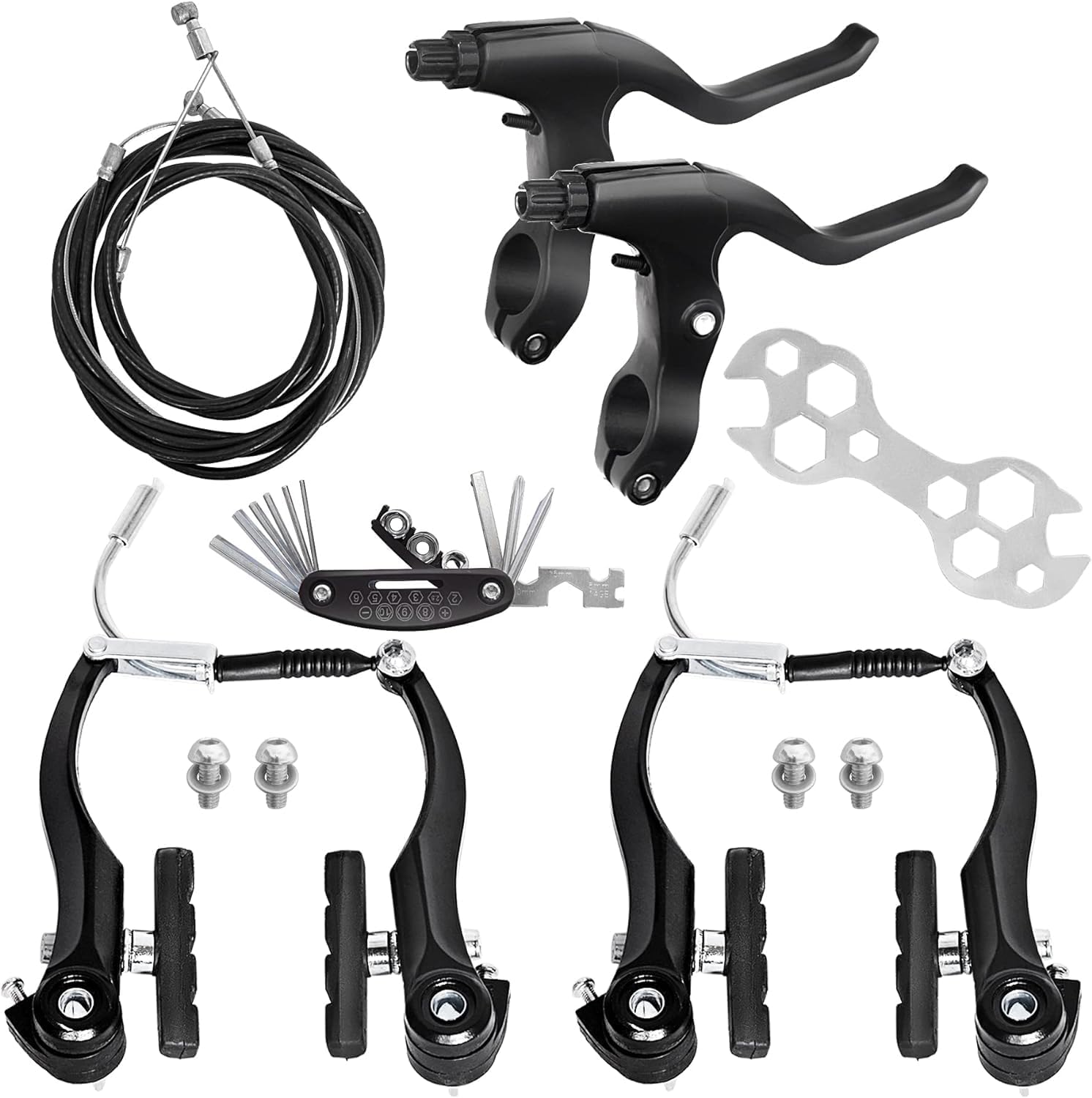 Gashwer Universal 2.2cm Bike Brake Levers Aluminum Alloy V-Brake Handlebar Bicycle Brake Handle for Most Bicycle, Mountain Bike, Road Bike 1 Pair (Black)