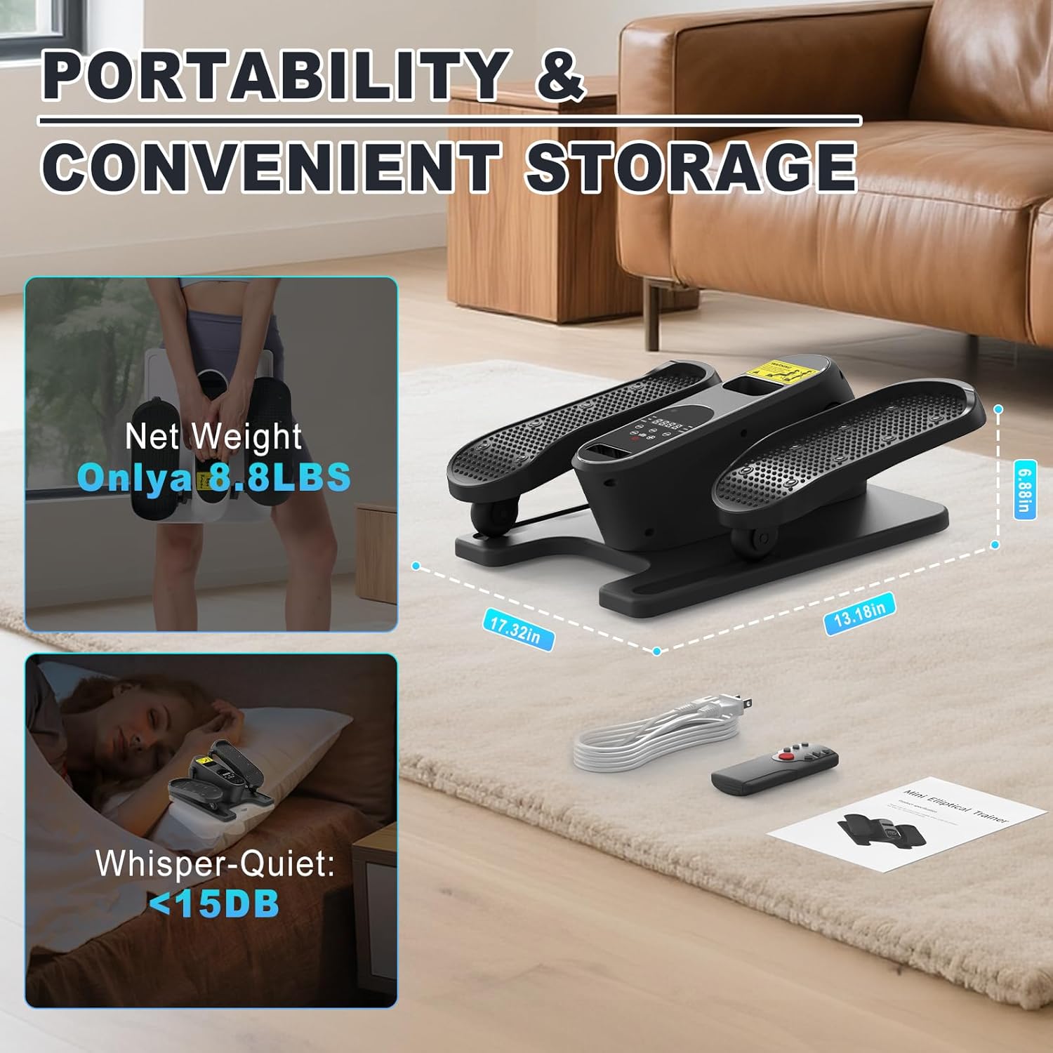 Under Desk Elliptical Machine, Electric Seated Pedal Exerciser,Elliptical Leg Exercisers for Seniors,Mini Ellipse Leg Exerciser with Remoter,12 Adjustable speeds Pedal Exerciser