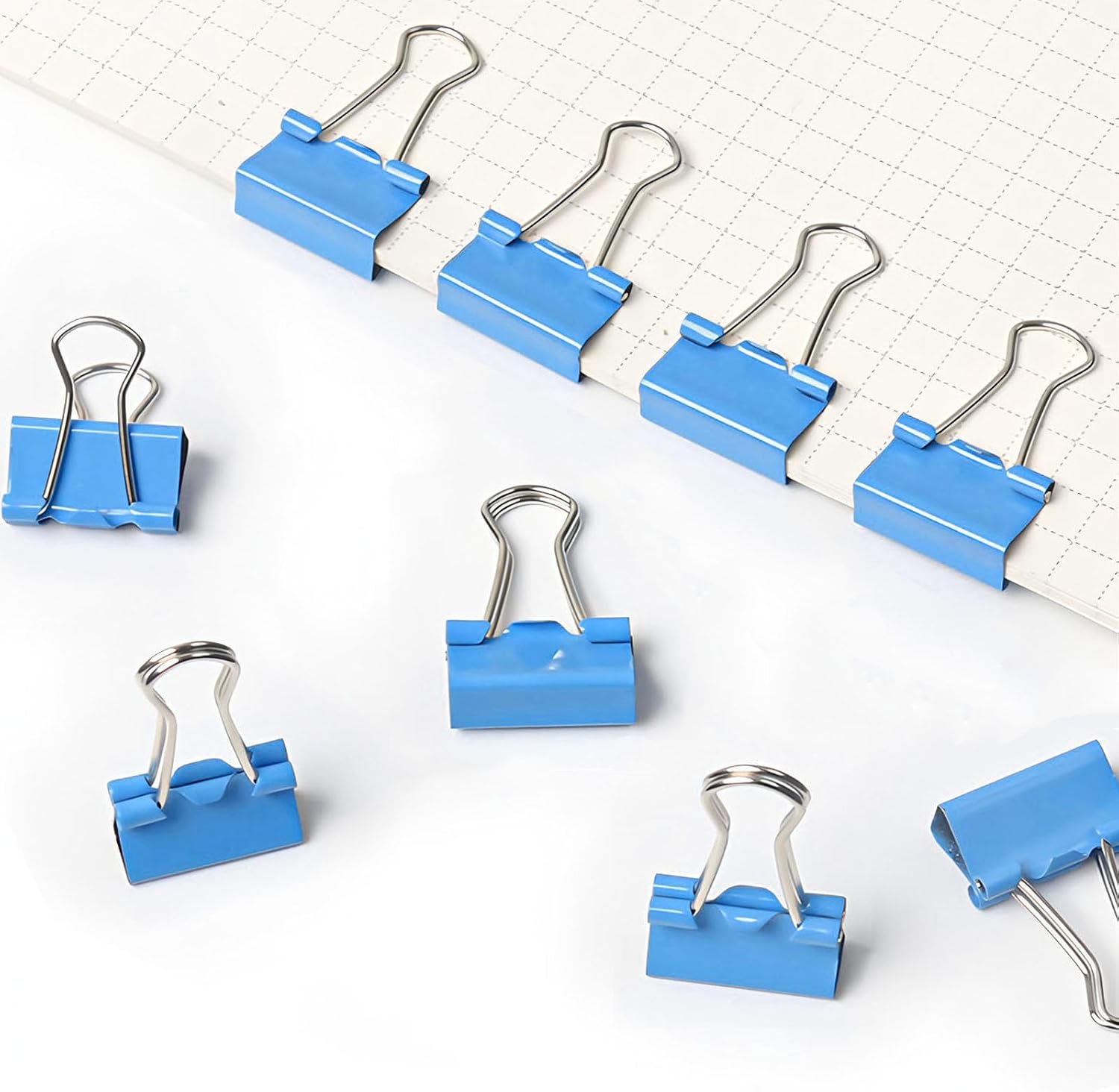 30 Pack Medium Blue Binder Clips 1-1/4 Inch (32 mm), Colored Middle Size Paper Clamps, Large Big Paper Clips for Office Home School Business 1.25" image 4