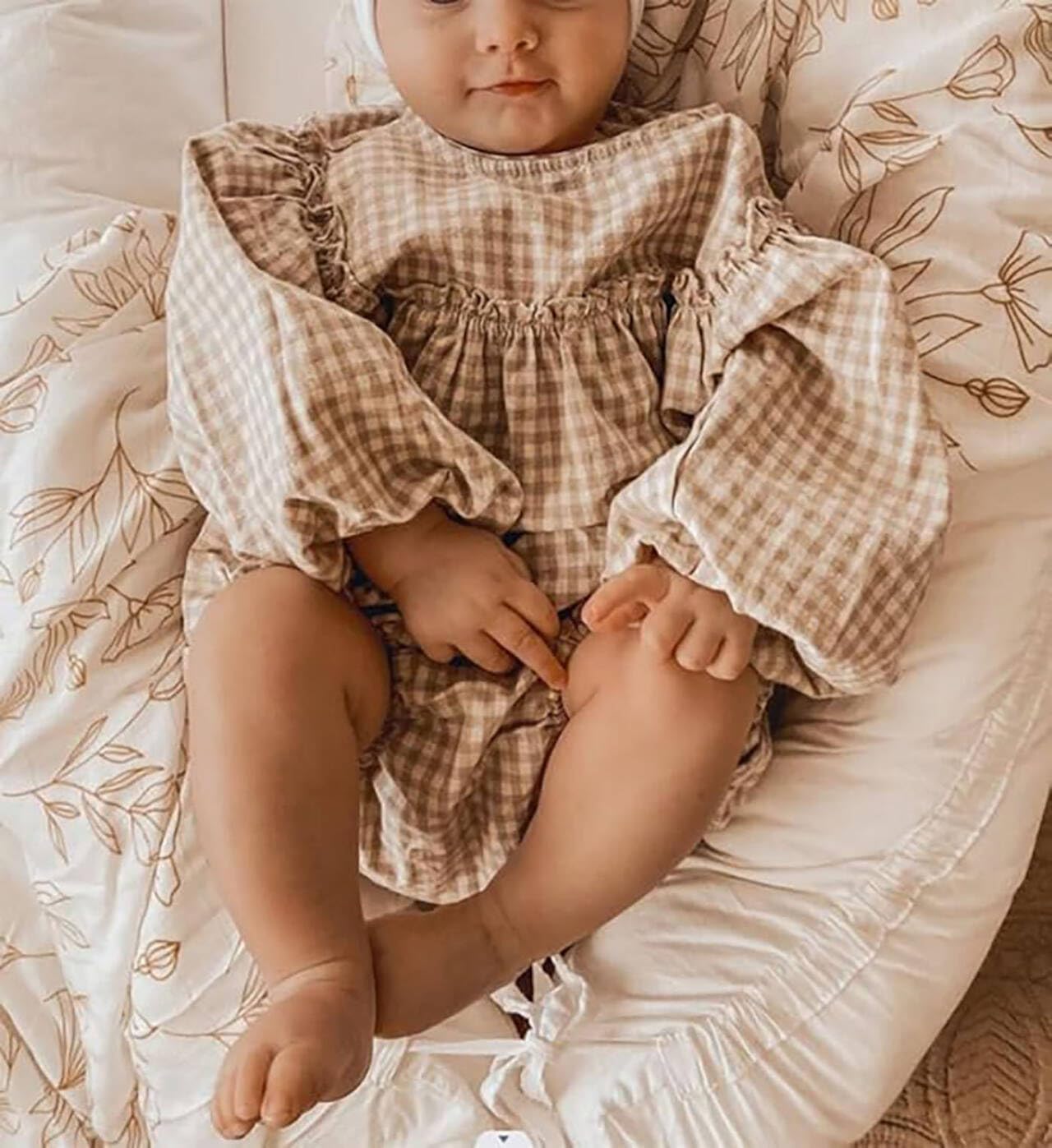 Newborn Baby Girl Clothes Plaid Bubble Romper Crew Neck Long Sleeve Bodysuit One Piece Jumpsuit Fall Winter Outfit - Image 2