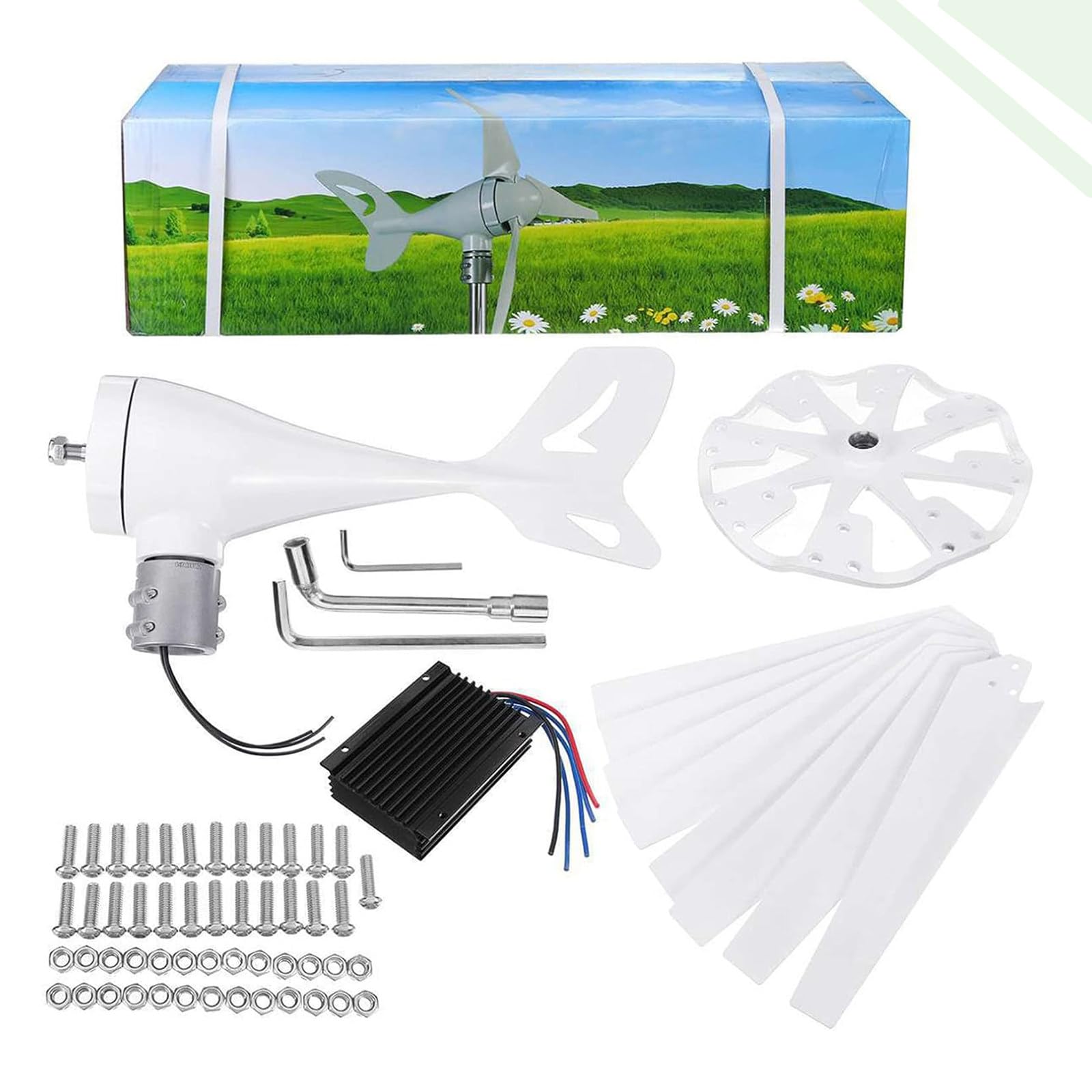 Kit generador de turbina eólica autónoma de 650 W: sistema de energía de alta eficiencia con 8 aspas y controlador MPPT, 12 V/24 V/48 V para uso doméstico, agrícola, en caravanas y barcos.