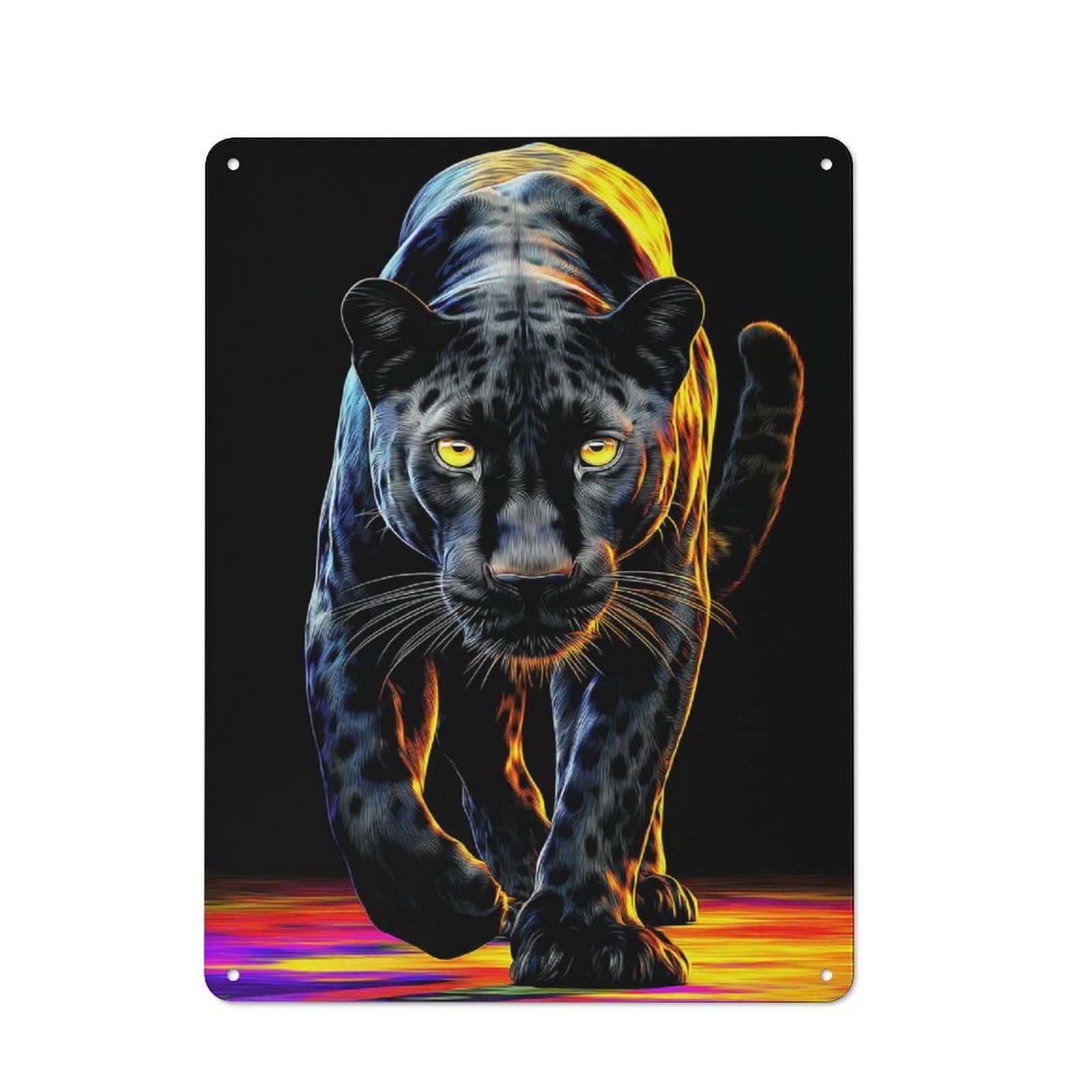 Junmoney Neon Panther Stroll -3 Tin Sign 40X30cm With For Garage Wall, Retro Decor, For Kitchen, Dining Room And Home Bar Wall Decor