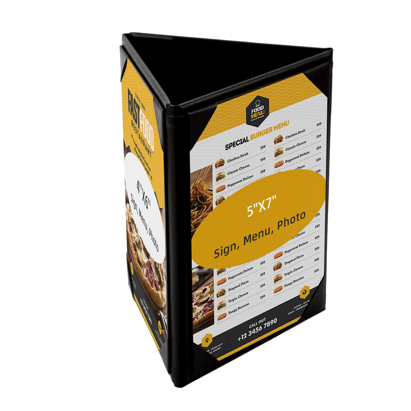 Menu Covers - Set of 10 Double-Sided Table Tent Cards for Restaurant, Dinner Party, and Bar Menus - Includes Bill Holder and Reserved Seating Signs - Easy to Clean and Foldable