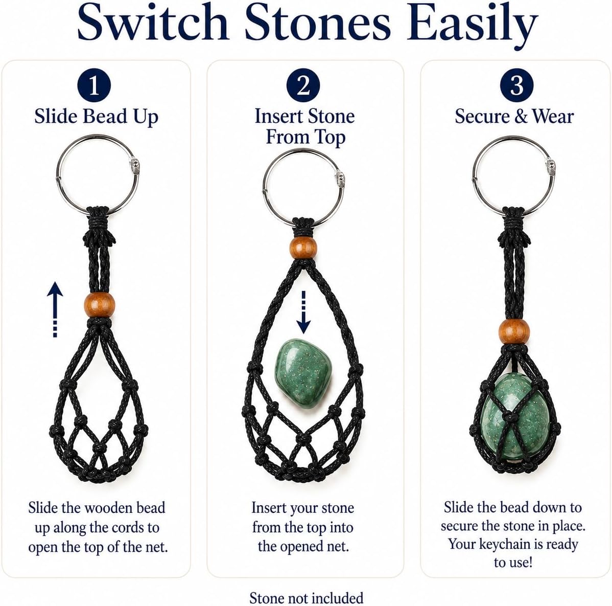 7 Pieces Chakra Handmade Keychain Keyring,Seven Multicolor Crystal Cage Rope Stone Holders for Women Men image 2