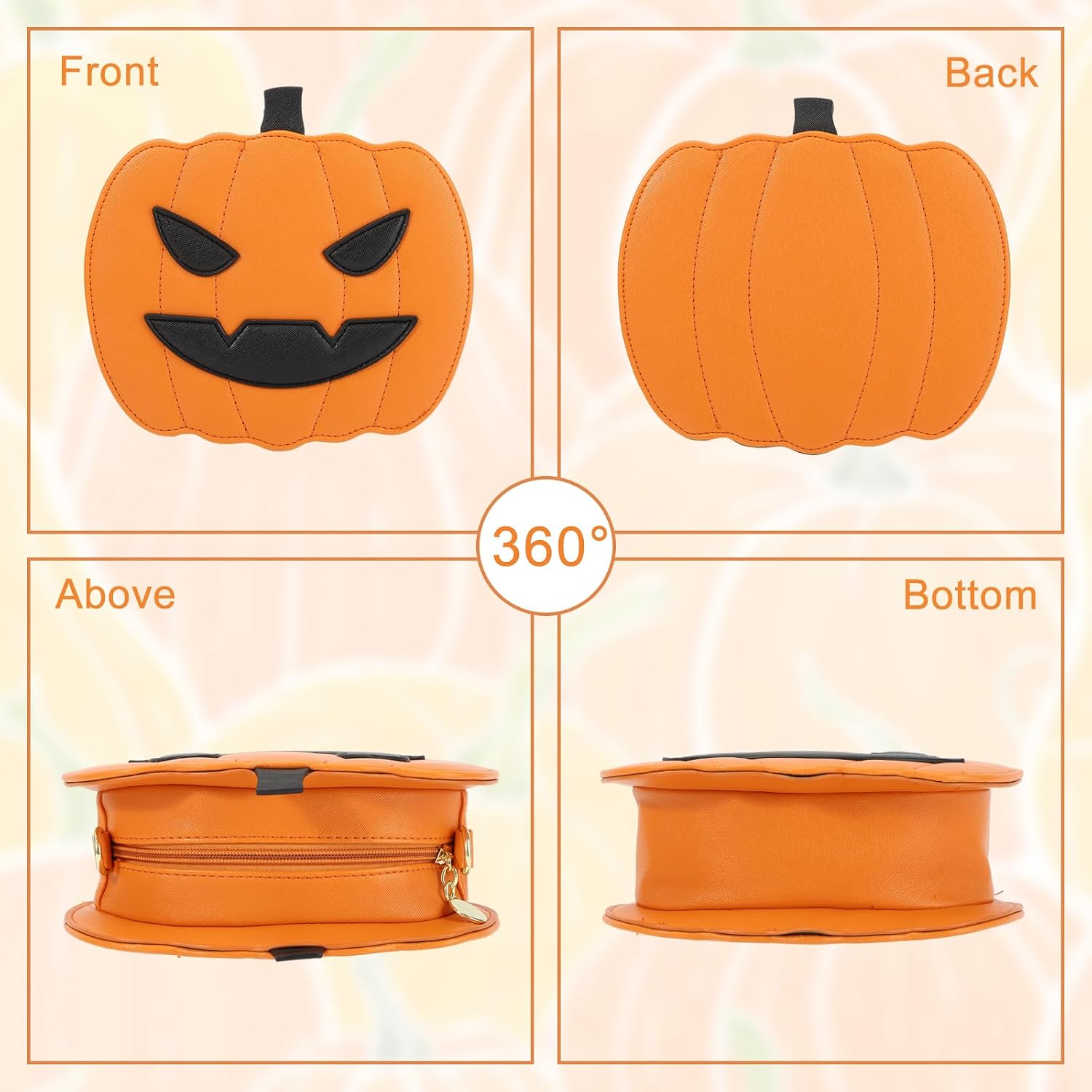 GOKTOW Novelty Pumpkin Purse,Halloween Pumpkin Crossbody Bag,Horror Halloween Funny Purses Handbags