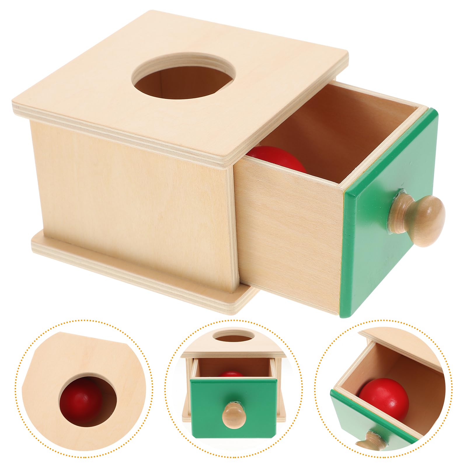 Tomaibaby 1 Pz Scatola di Permanenza di Oggetti Montessori con Palla per Bambini Giocattoli Educativi Esercizio Giocattoli Coordinazione Mano-Occhio (Stile Scatole Tonde)