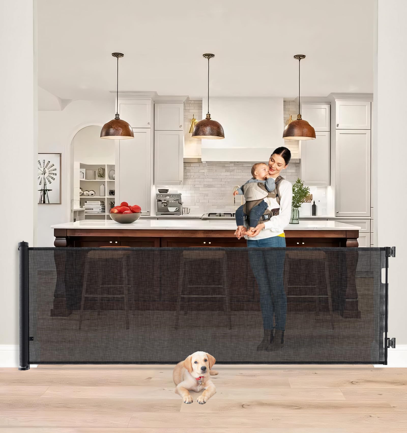 Valla Para Escaleras Y Puertas Valla De Seguridad Retráctil Para Bebés Y  Mascotas - Extensible Hasta 300cm, Sin Marco Inferior, Fácil Instalación  Puerta Retráctil Escaleras, image size:1600x1700