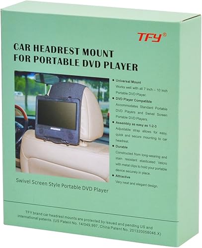 Miniatura 8 de TFY Soporte universal para reposacabezas de coche para reproductor de DVD portátil