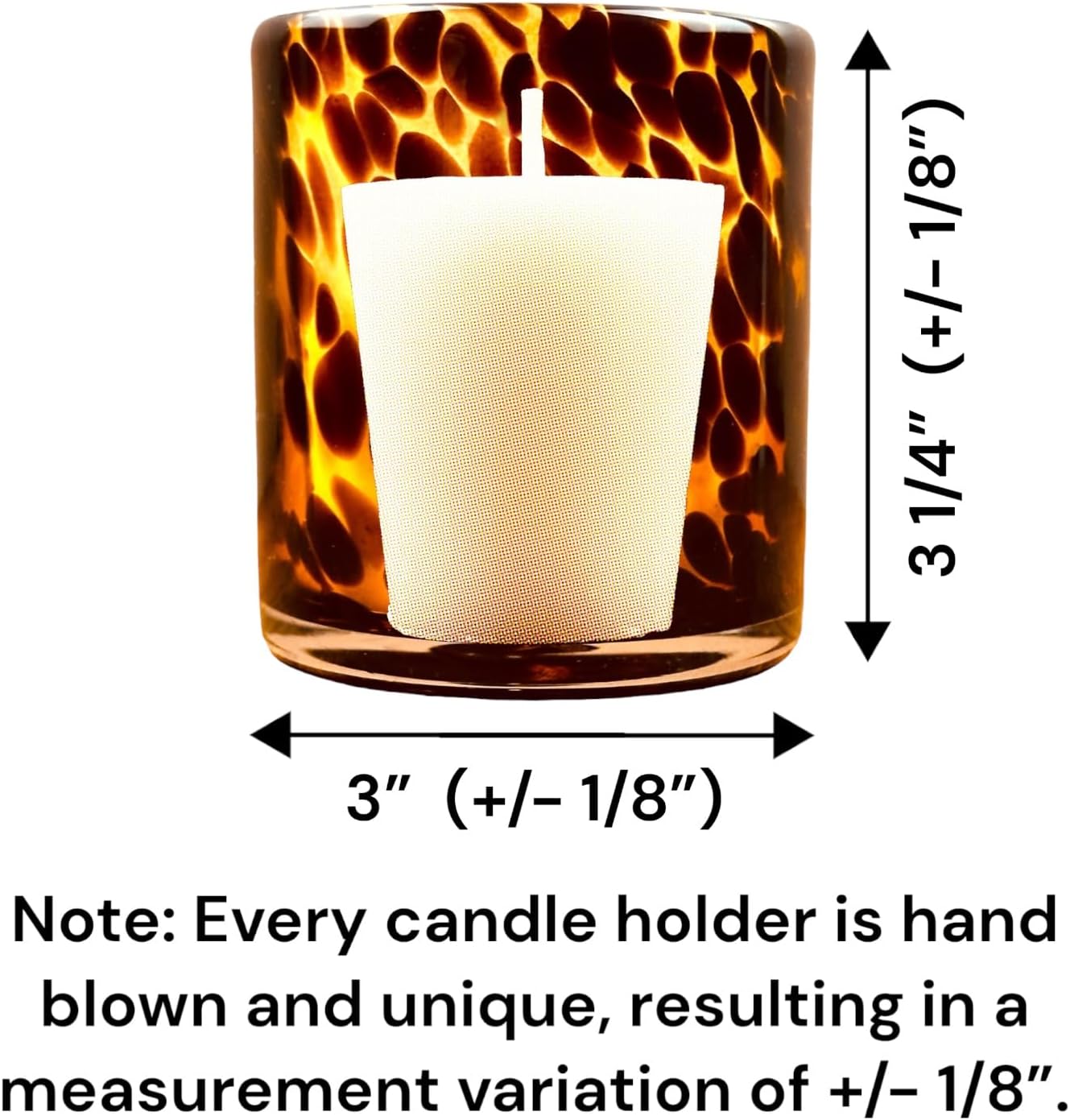 Hapton House Tortoise Shell Glass Candle Holder - Votive and Tealight Candle Holder - Leopard Print - Cheetah Print - Animal Print - Tortoiseshell - Candle Jar - Wedding - Holiday Decor - Small - Image 3