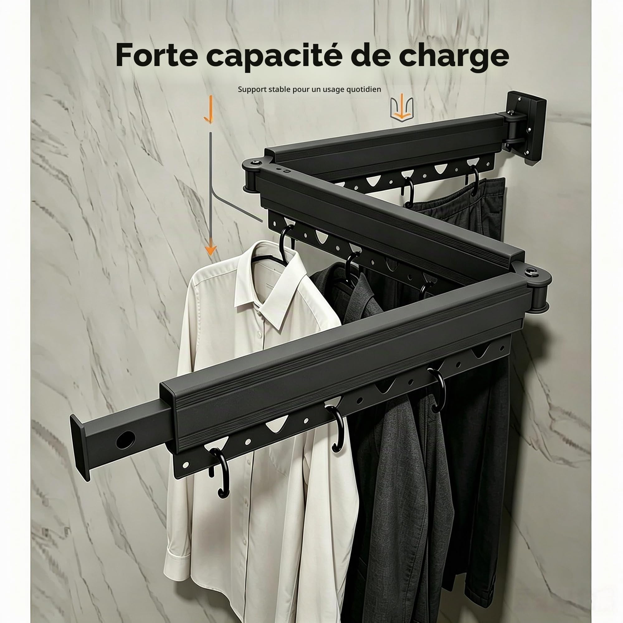 Tringle À Rideau de Douche Pliante avec Ventouse, Tringle À Rideau D'angle pour Montage Mural, Tringle À Rideau de Douche À Angle Réglable,Déformable Sans Perçage(3-fold 70