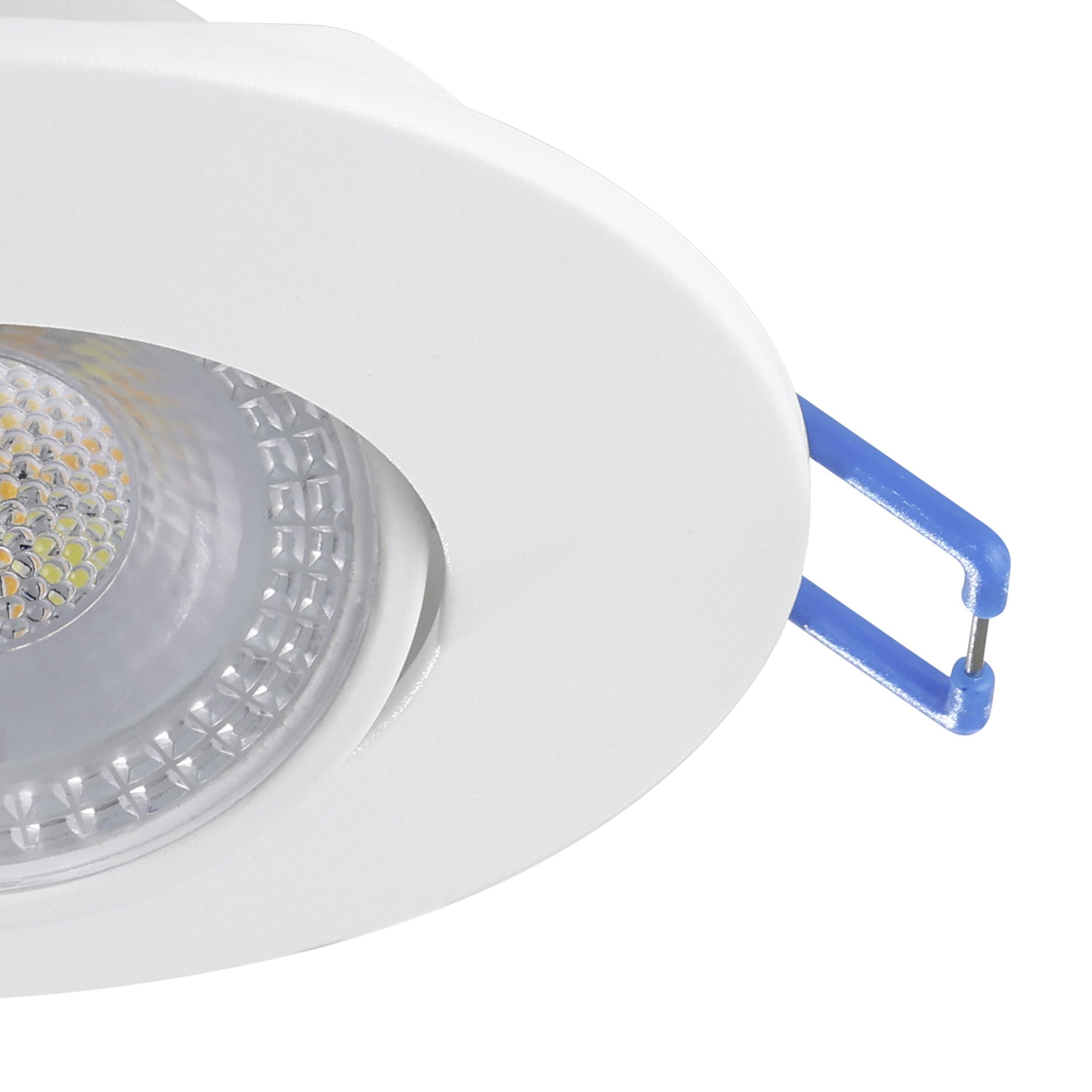 Eglo Set de 10 focos LED empotrables Cedrez, Ø 9 cm, spots | de techo extra planos, con Dip Switch, plástico blanco, luz cálida, neutra y fría