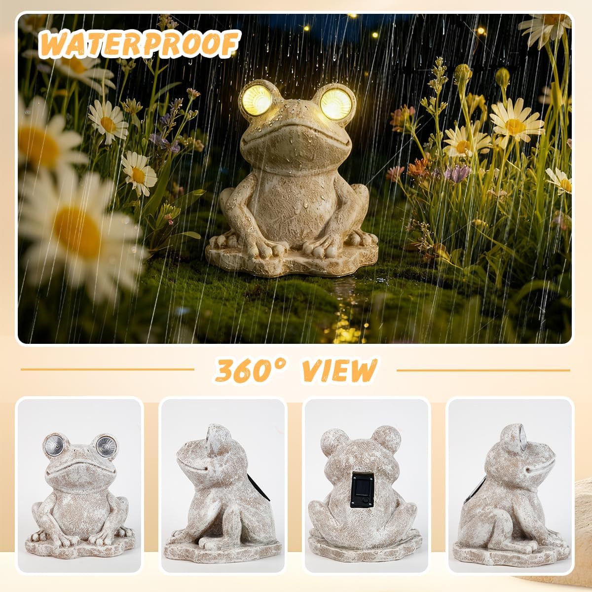 Solar Garden Statues Frog Decor Figurine Lights for Outside, Yard Decorations Outdoor Patio Decor, Gardening Gifts for Women