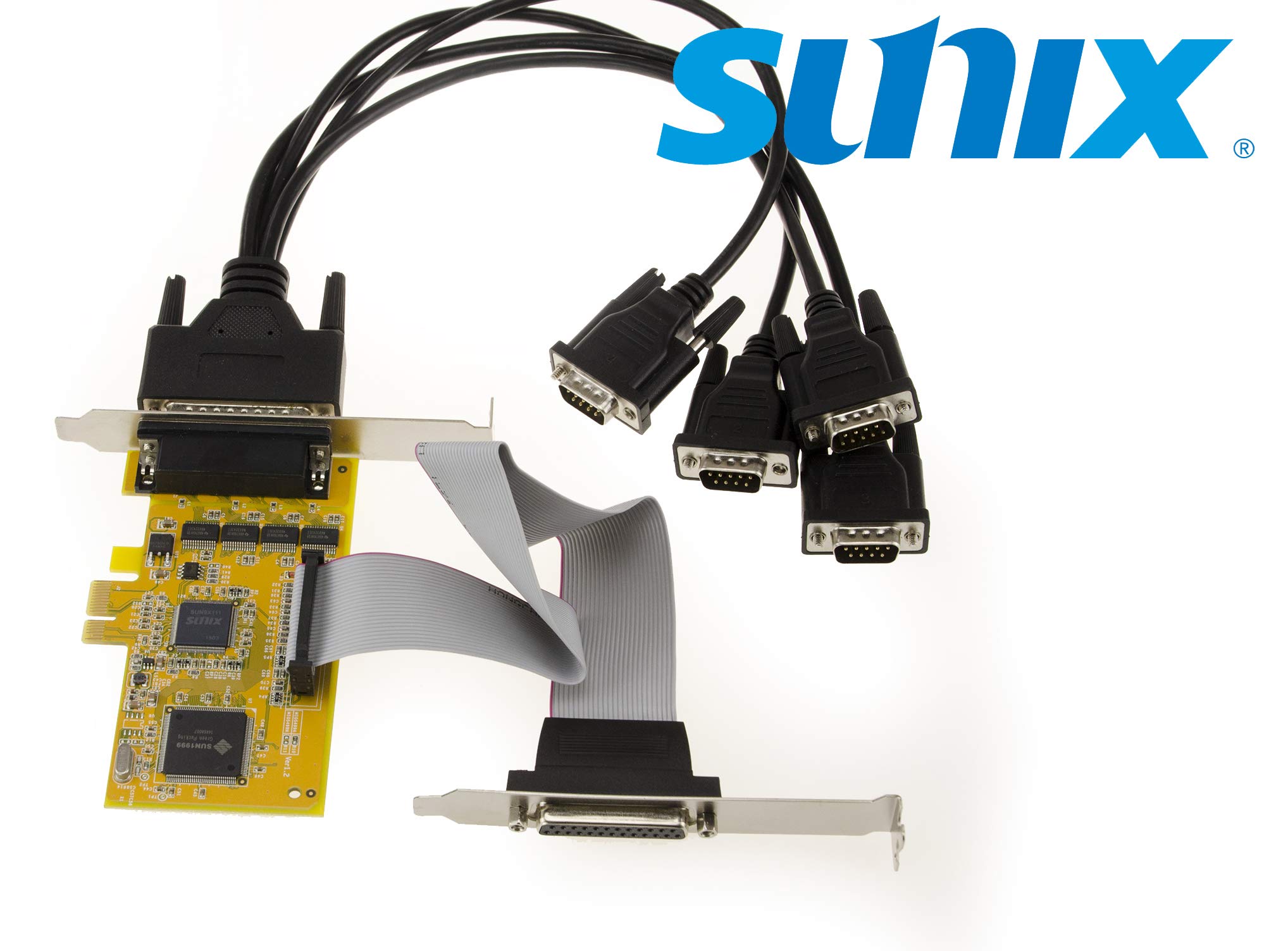 KALEA-INFORMATIQUE Scheda controller seriale RS232 e parallela PCI Express PCIe con 4 porte COM RS-232 DB9 e 1 porta LPT IEEE1284 DB25. Chipset SUN1999 (MIO5499A)