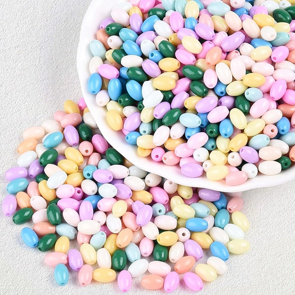 1 Box 500PCS Oval Rice Shaped Seed Beads with Round Holes Pink Green Blue Yellow Assorted Rices Shape Spacer Loose Bead Charm Bulk for Jewelry Making Necklaces Bracelets DIY Craft Supplies - Image 6