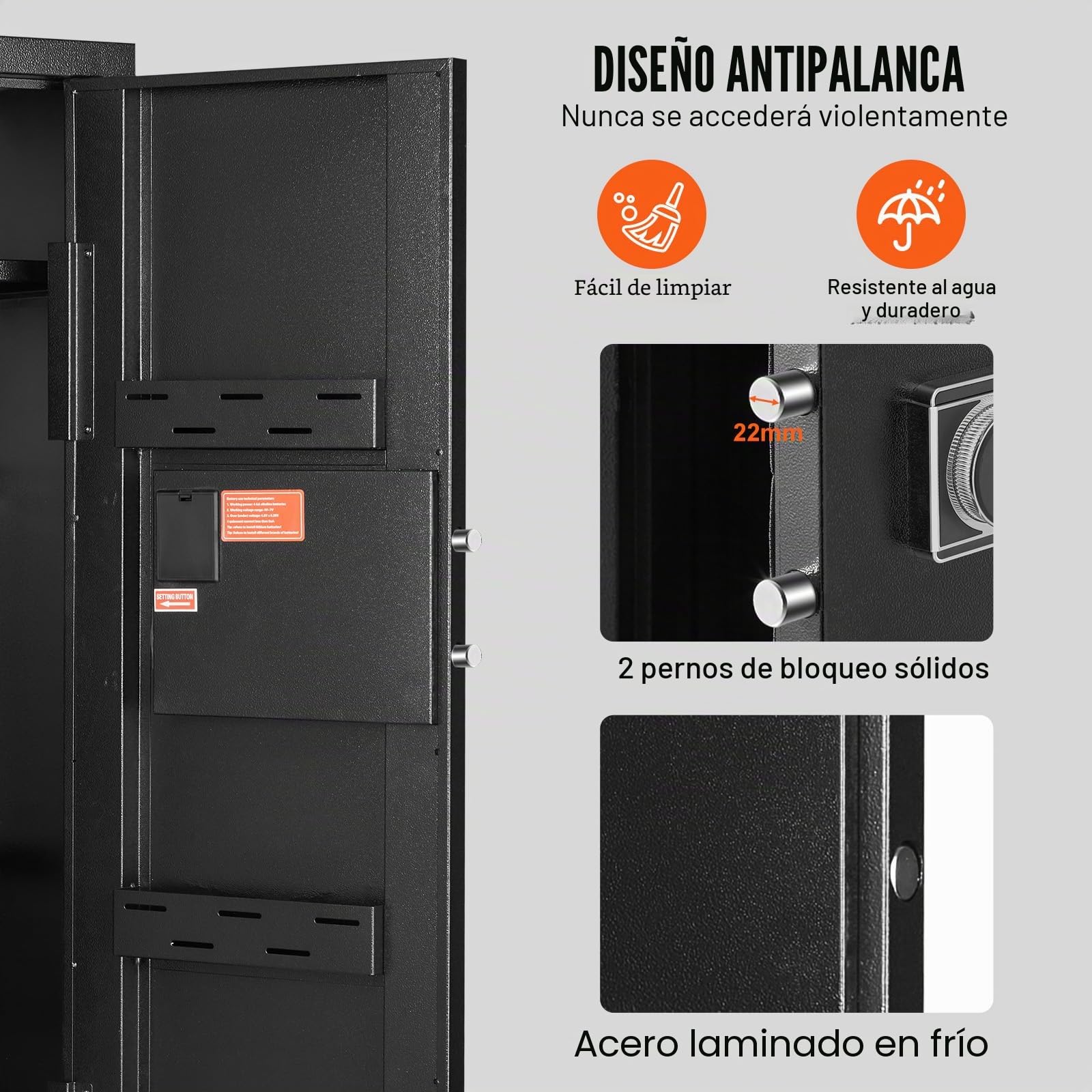 VEVOR Caja Fuerte para 6-8 Rifles con Cerradura y Teclado Digital Gabinete de Almacenamiento para Armas de Acceso Rápido con Estante Extraíble para Rifles y Escopetas para Hogar (Requiere Ensamblaje)