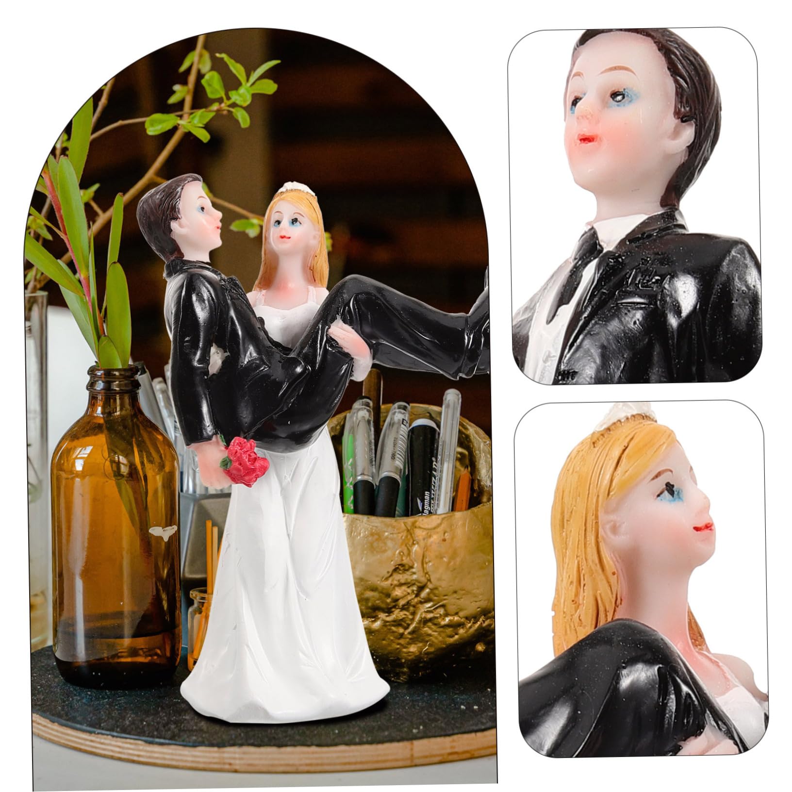 Gatuida 2 Stück Kunsthandwerkliche Ornamente Aus Kunstharz Bräutigam Hochzeitsskulptur Figur Braut- Paarfigur Hochzeit Ehe Ornament Handwerk Figuren Verheiratet Dekorationen Weiß