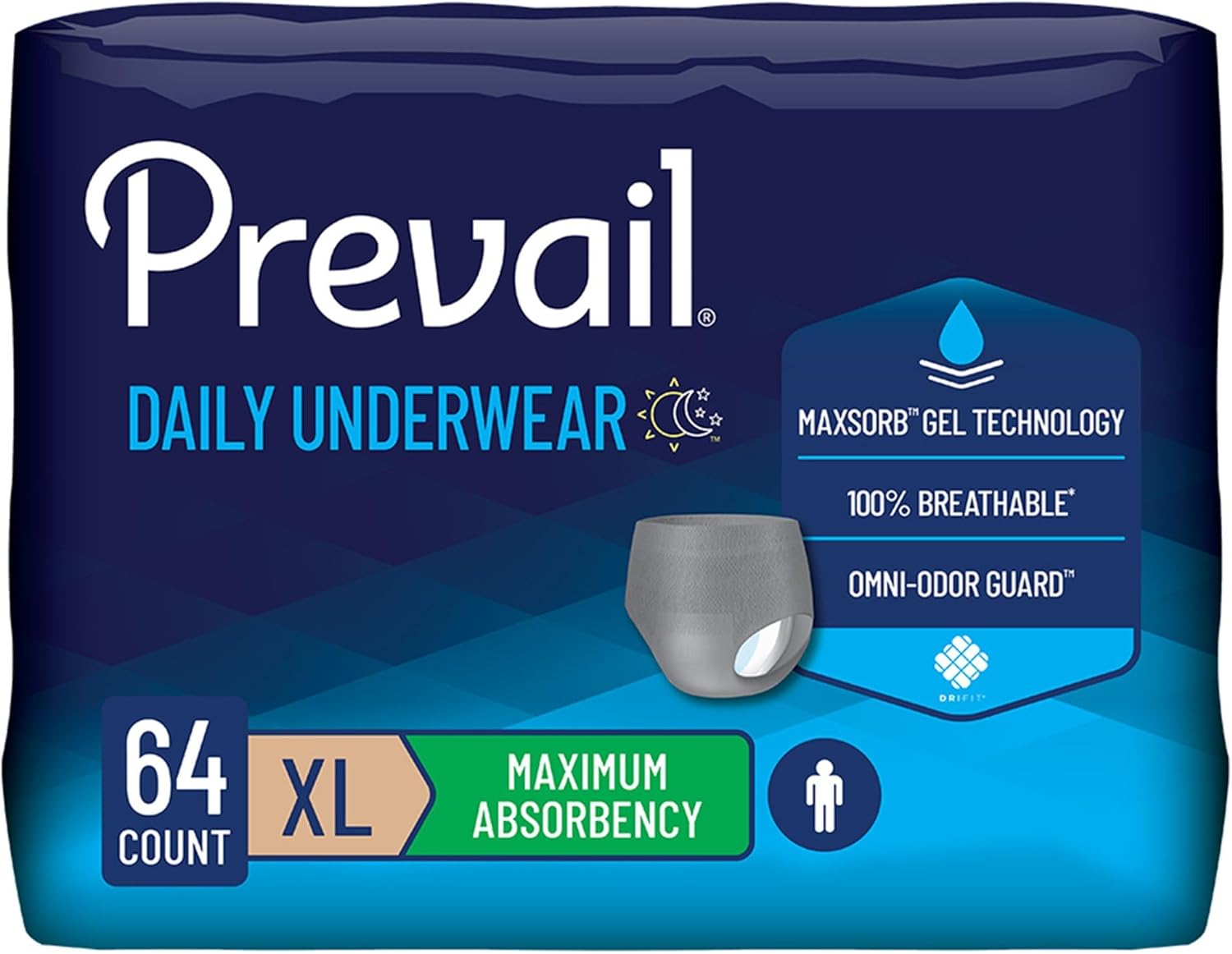 Prevail Daily Underwear Adult Underwear XL Heavy Absorbency Breathable, PUM-514, Maximum, 16 Ct X-Large (16 Count)