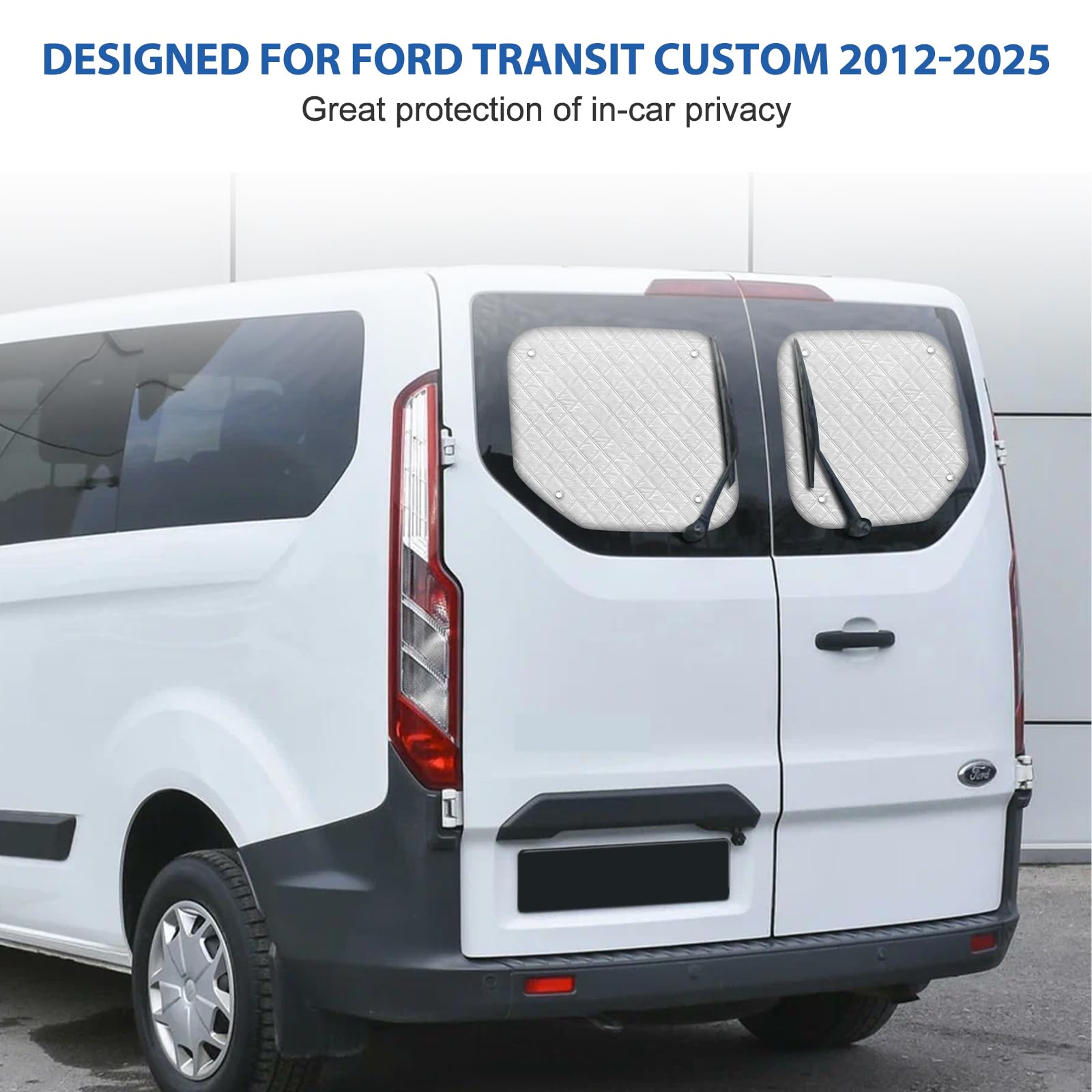 Pare-Soleil pour Pare-Brise Compatible avec Ford Transit Custom 2012-2025, Pare-Soleil de Lunette Arrière à Double Porte