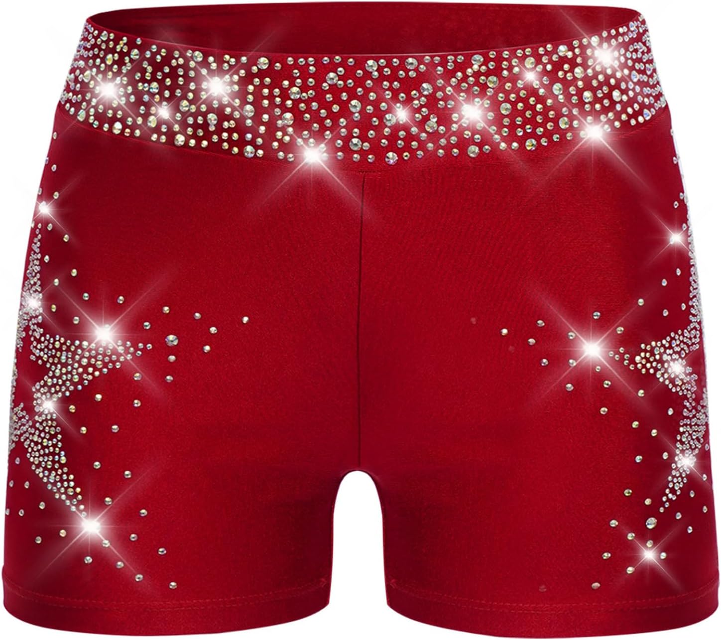 Jugaoge Kids Girls Shiny Rhinestones Dance Shorts High Waist Yoga Hot Pants Gymnastics Ballet Dance Bottoms
