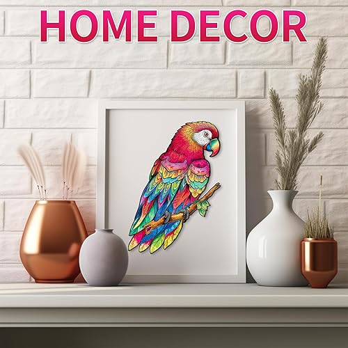Miniatura 5 de KAAYEE Rompecabezas de madera para adultos, loros encantadores, rompecabezas de animales con forma única, rompecabezas de madera para adultos, ideas